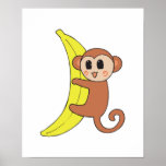 cute baby monkey on banana print