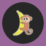 cute baby monkey on banana