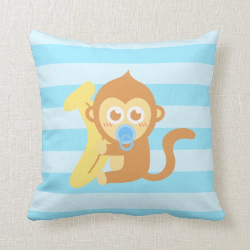 Cute Baby Monkey With Banana Pillow Zazzle