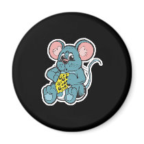 cute baby mouse eating cheese magnets