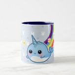 Cute baby narwhal with rainbow and kawaii cloud mugs