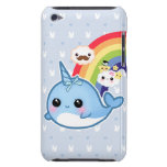 Cute baby narwhal with rainbow and kawaii clouds barely there iPod cases