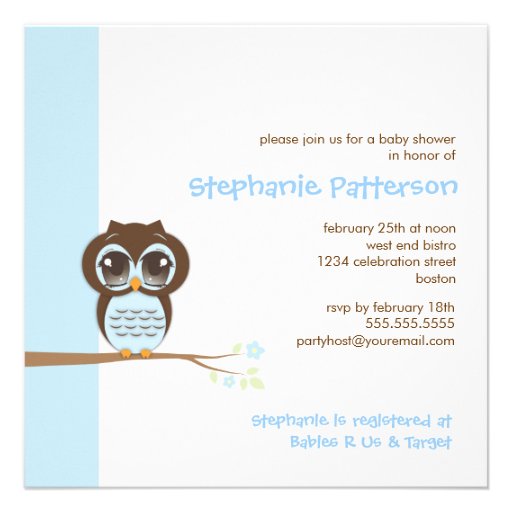 Cute Baby Owl It's a Boy Baby Shower Invitation