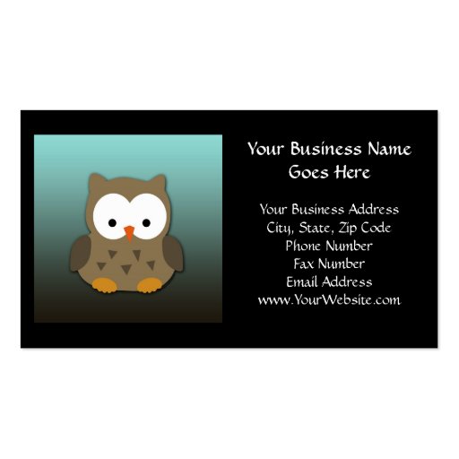 Cute Baby Owl Personalized Business Card Template (front side)