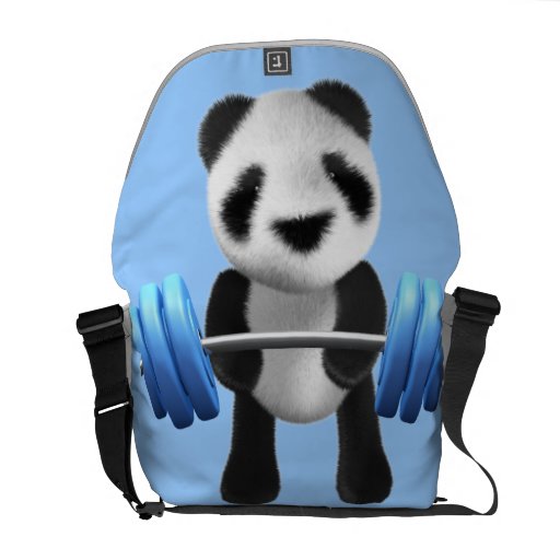 Cute baby panda bear powerlifter in 3d (editable) commuter bag