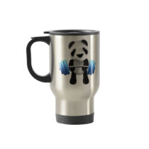 Cute baby panda bear powerlifter in 3d (editable) coffee mugs