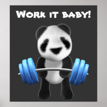 Cute baby panda bear powerlifter in 3d (editable) print