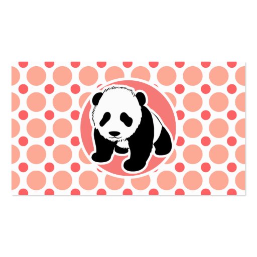 Cute Baby Panda; Pink & Coral Polka Dots Business Card Template