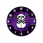 Cute baby panda purple hearts clocks
