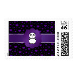 Cute baby panda purple hearts stamp