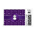 Cute baby panda purple stars and moons stamps