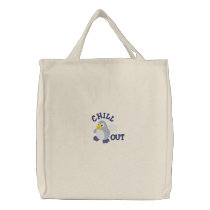 Cute Baby Penguin and Igloo CHILL OUT! embroidered bags by silly_strings Cute Baby Penguin and Igloo CHILL OUT! embroidered bags