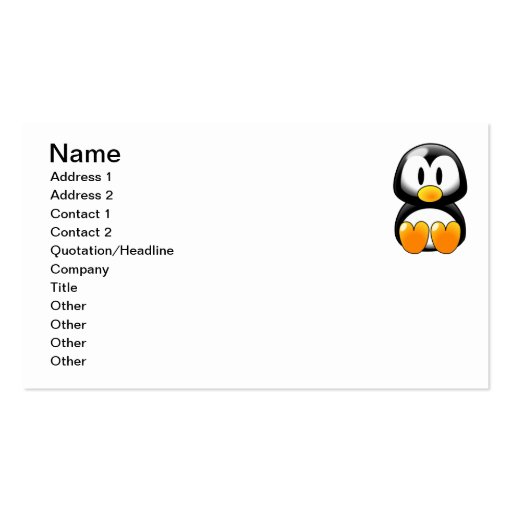 Cute Baby Penguin - Customizeable Business Card (front side)