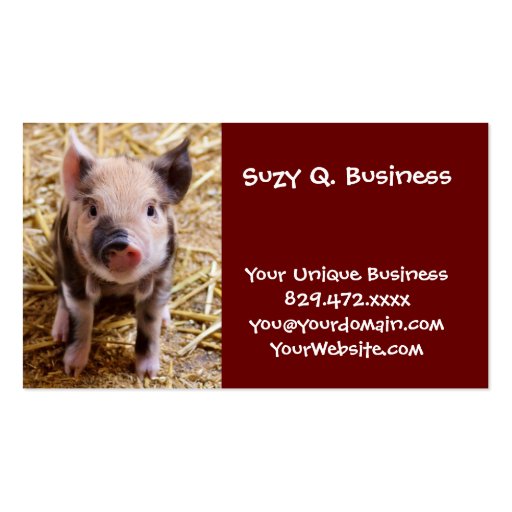 Cute Baby Piglet Farm Animals Barnyard Babies Business Card (front side)