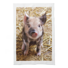 Cute Baby Piglet Farm Animals Barnyard Babies Hand Towel