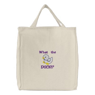 Cute Baby Purple Duck, What the DUCK!? Embroidered Bag by silly_strings