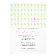 Cute Baby Seahorse Girl Baby Shower Invitations
