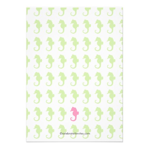 Cute Baby Seahorse Girl Baby Shower Invitations