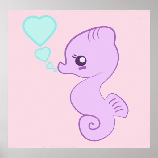 Cute Baby Seahorse Poster | Zazzle