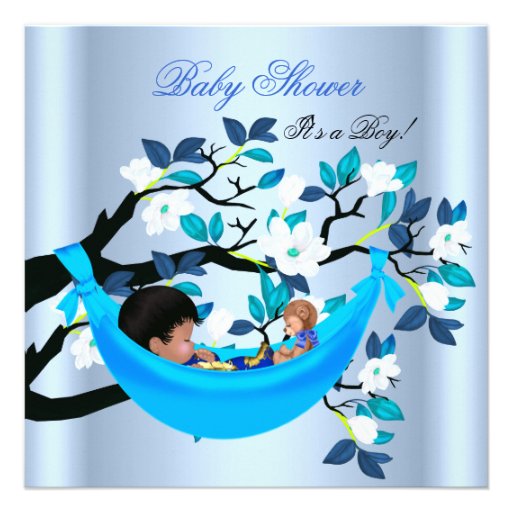 Cute Baby Shower Boy Baby Blue Hammock Announcement