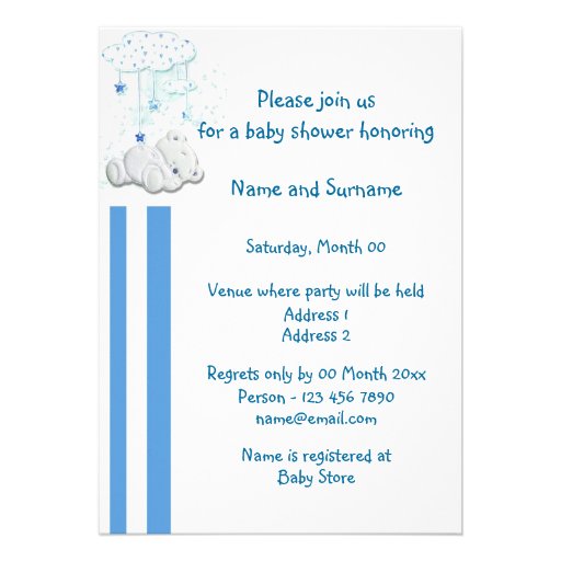 Cute baby shower boys bear invite