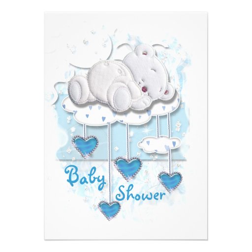 Cute baby shower boys bear invite