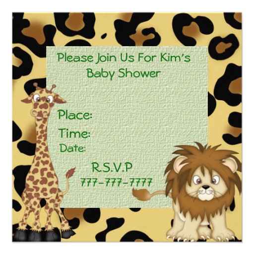 CUTE BABY SHOWER CHEETAH THEME Invitations