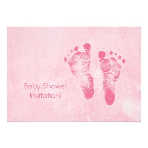 Cute Baby Shower For Girl Pink Baby Feet Custom Invites (front side)