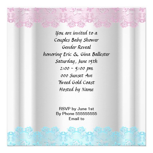 Cute Baby Shower Gender Reveal Couples Personalized Invite