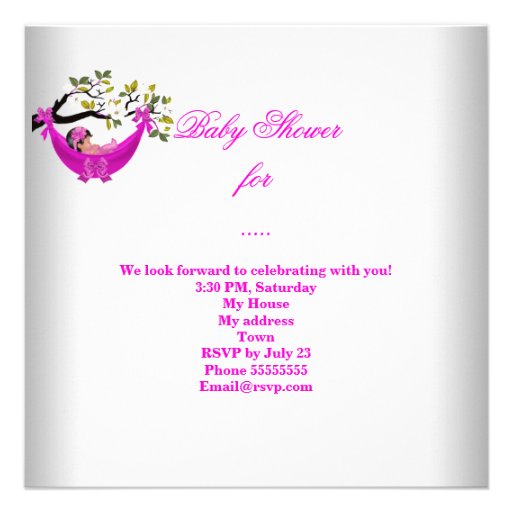 Cute Baby Shower Girl Baby Hot Pink Hammock Magica Custom Announcements