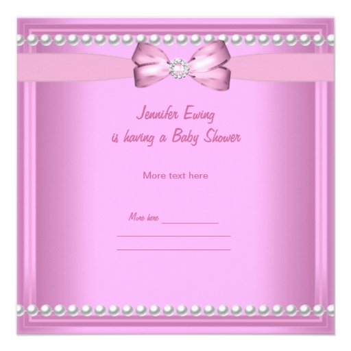 Cute Baby Shower Girl Baby Pink Booties Pearl Announcements