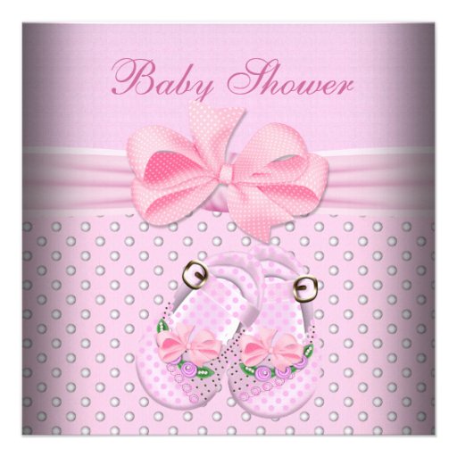Cute Baby Shower Girl Baby Pink Booties Shoes Custom Invitations