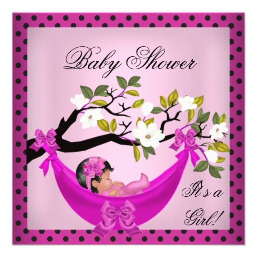 Cute Baby Shower Girl Baby Pink Hammock Invitations