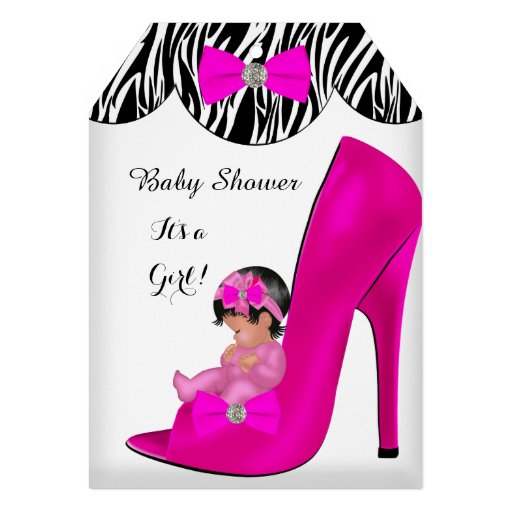 Cute Baby Shower Girl Hot Pink Baby Shoe T Custom Invite