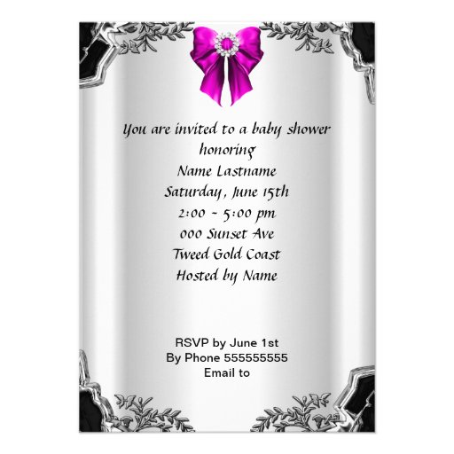 Cute Baby Shower Girl Hot Pink High Heel Floral Invitation