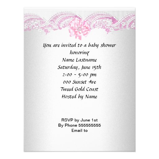 Cute Baby Shower Girl Pink Baby Shoe Lace Invitation