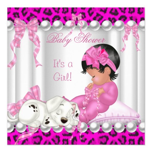 Cute Baby Shower Girl Pink Leopard Invitations