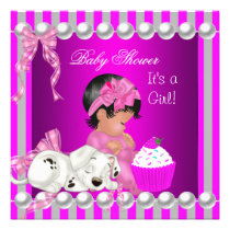 Cute Baby Shower Girl Pink Stripe cupcake invitations