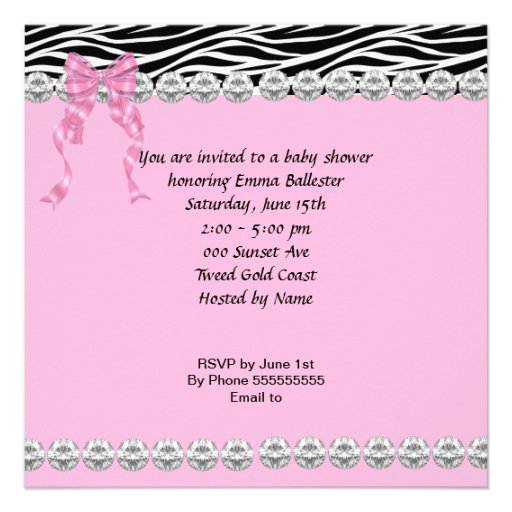 Cute Baby Shower Girl Pink Zebra cupcake 3 Personalized Announcements