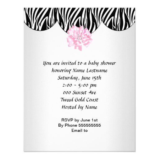 Cute Baby Shower Girl Pink Zebra Cupcake Personalized Invitation