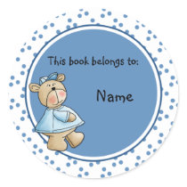 Cute baby teddy baer bookplate stickers