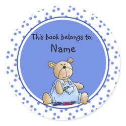 Cute baby teddy baer bookplate sticker
