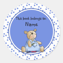 Cute baby teddy baer bookplate stickers