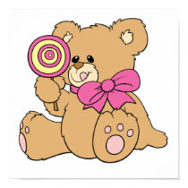 Cute Baby Teddy Bear with Lollipop posters