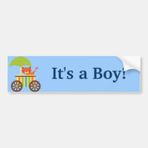 Cute Baby Tiger on Ice Cream Cart Kids Gifts Bumper Sticker