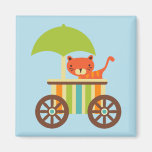 Cute Baby Tiger on Ice Cream Cart Kids Gifts Refrigerator Magnets