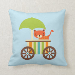 Cute Baby Tiger on Ice Cream Cart Kids Gifts Pillow