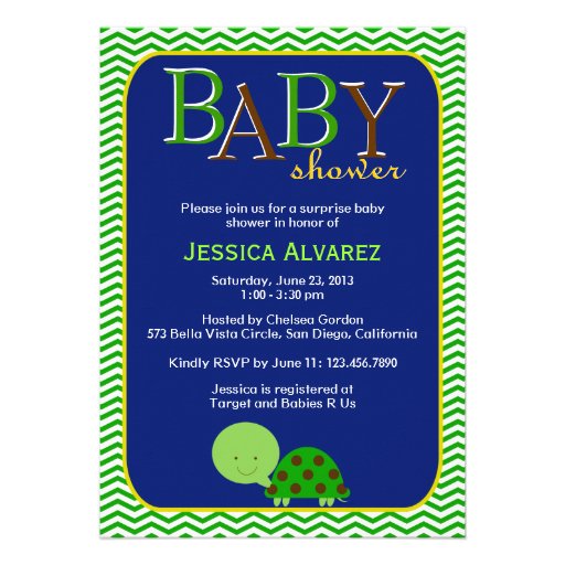 Cute Baby Turtle Baby Boy Baby Shower Personalized Invitation