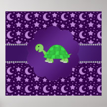 Cute baby turtle purple stars and moons print