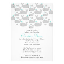 Cute Baby Whale Baby Shower Invitations